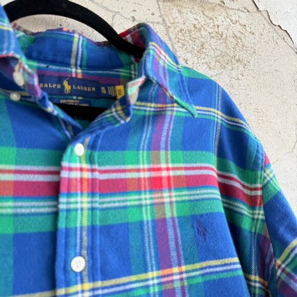 Ralph Lauren Flannel Shirt Custom Fit Performance Menx XL Plain Long Sleeve Prep - Picture 6 of 9